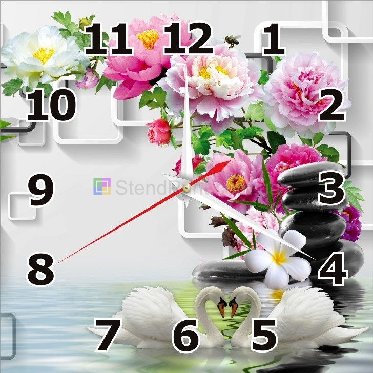 Годинник настінний з квітами