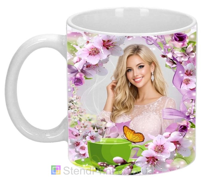Чашка с фото сакура весенний напиток заказать