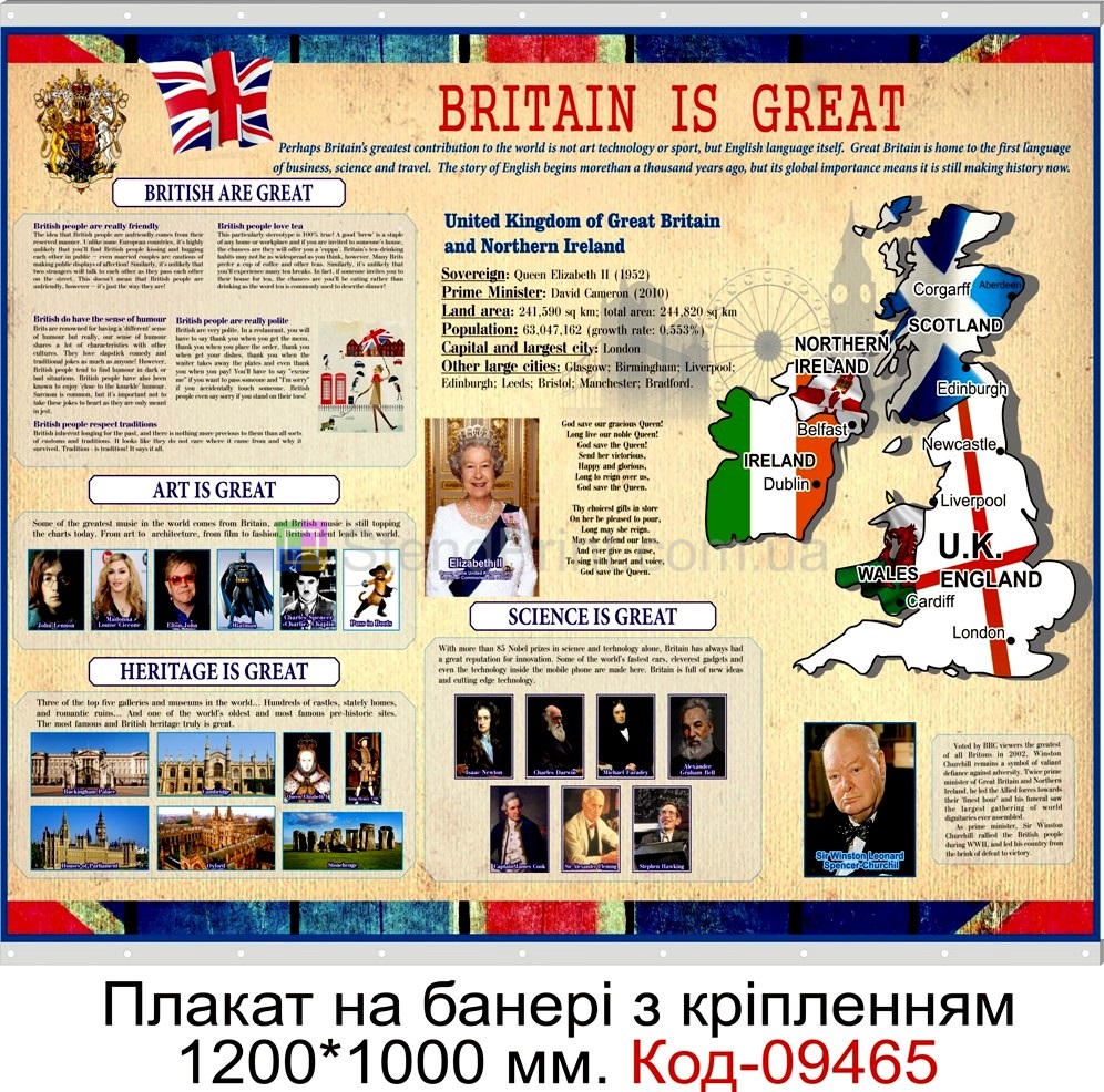 Плакат на банері (BRITAN IS GREAT) в кабінет англійської банерні плакати
