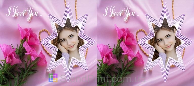 Кружка с фото для любимой I Love You с цветами романтический подарок заказать