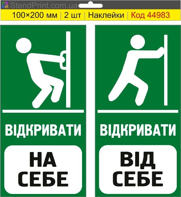 Наклейка «Відкривати на себе / Відкривати від себе» на двері