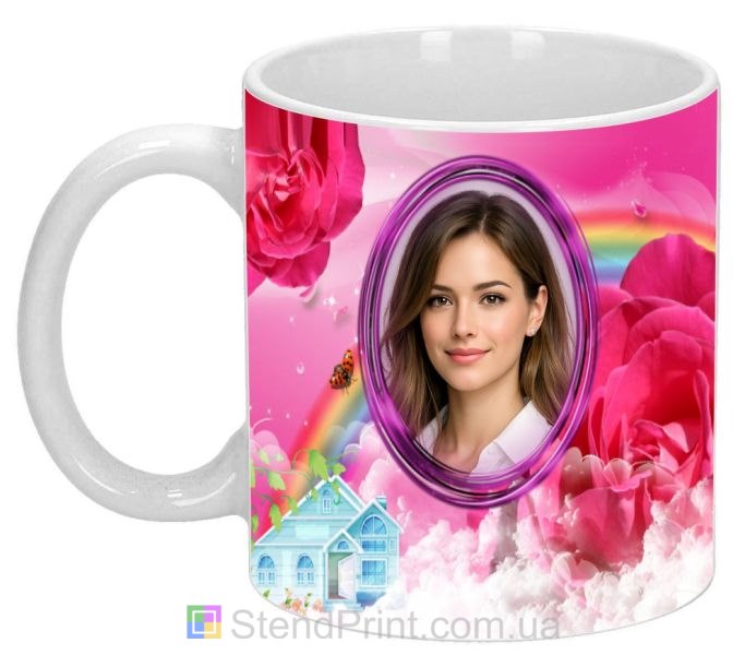 Чашка з фото для дівчини з трояндами романтичний подарунок замовити