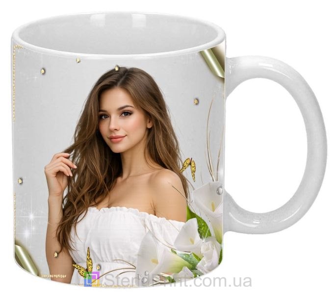 Чашка с фото каллы и лилии со своим фото заказать