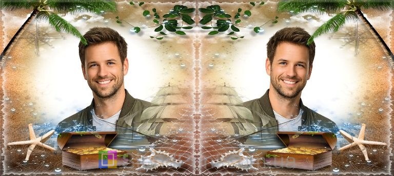 Кружка с фото море пальмы сокровища парусник заказать