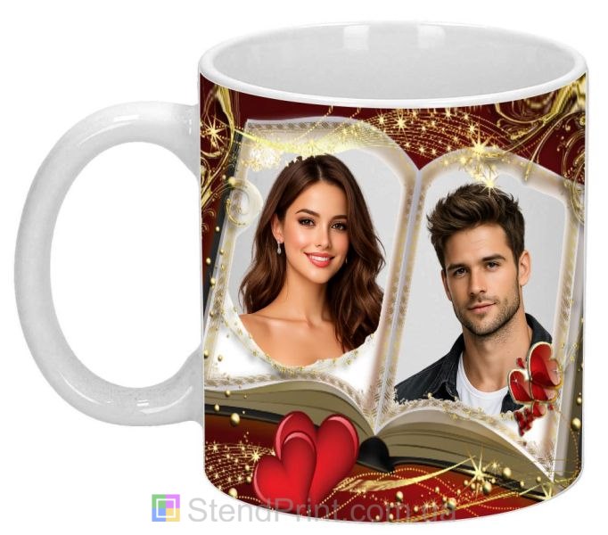 Горнятко з фото для закоханих книга любові подарунок парі замовити