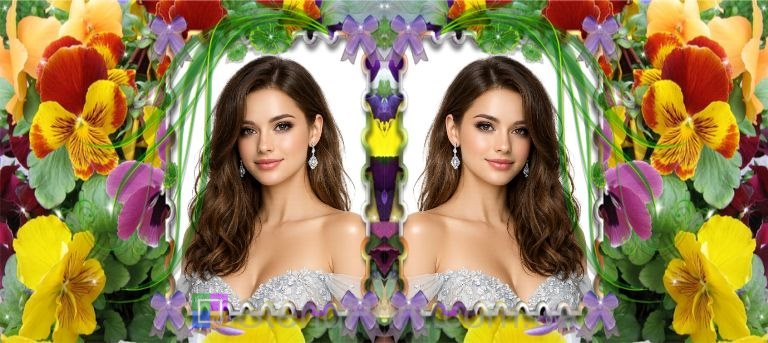 Чашка с фото весенний подарок сестре с анютиными глазками