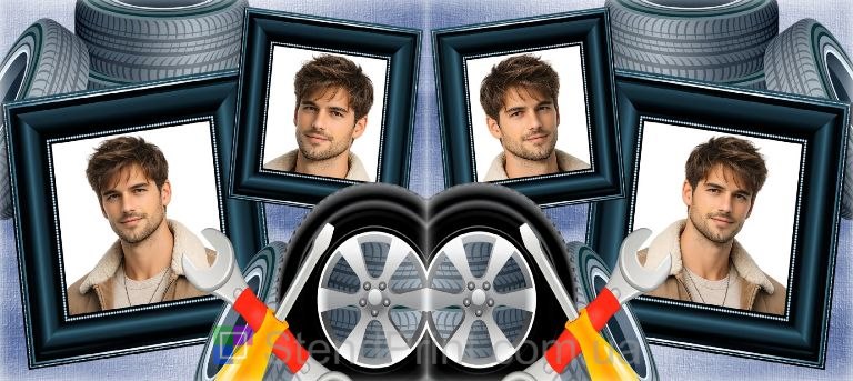 Кружка з фото в авто стилі з колесом та інструментами — персональний подарунок автолюбителю, замовити