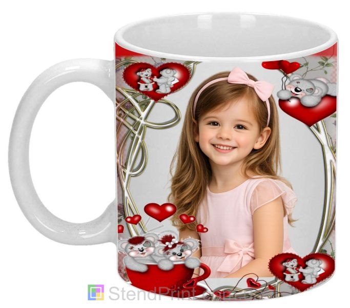 Чашка с фото для ребёнка с мишками и сердцами милый персональный подарок заказать