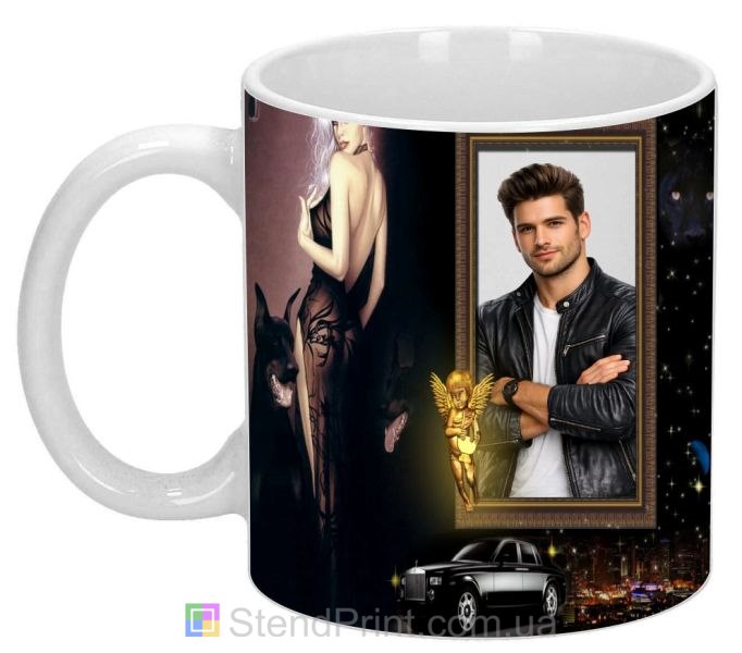 Кружка з фото в нічному стилі з автомобілем і міськими вогнями — персональний подарунок, замовити