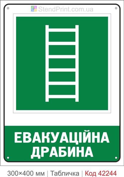 Табличка евакуаційна драбина ISO 7010 велика купити