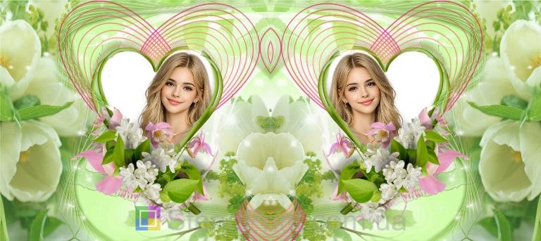 Кружка с фото для любимой с зелёными цветами нежный романтический подарок заказать