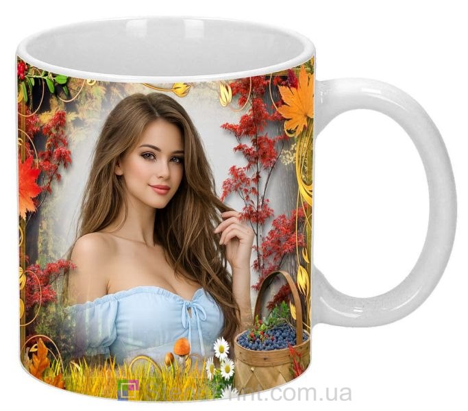Кружка с фото осенняя природа деревья ягоды персональная печать на кружке