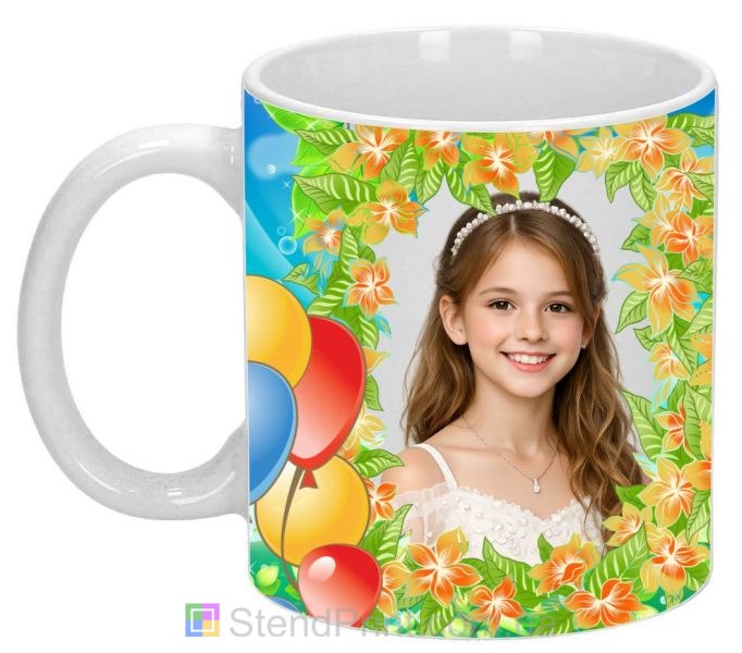 Кружка с фото для внучки яркий подарок на день рождения