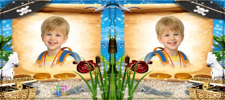 Детская чашка с фото пиратский свиток и сокровища