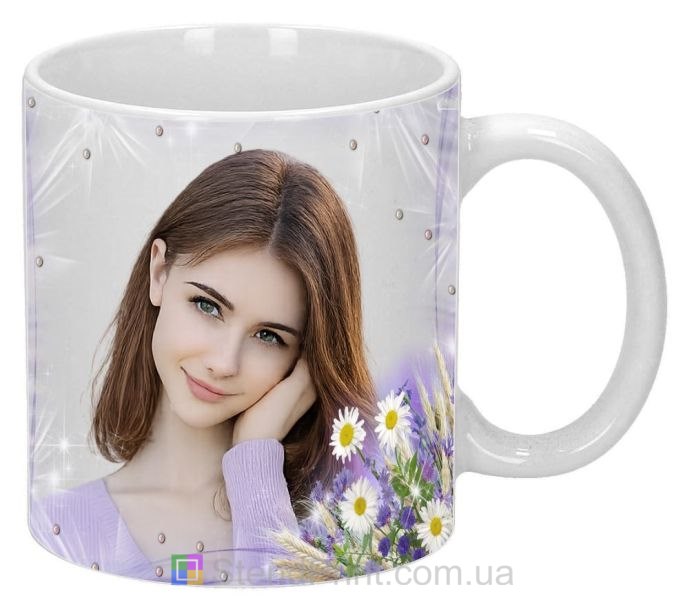 Чашка з фото ромашки зі своїм фото замовити фотодрук