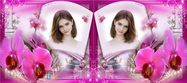 Чашка с фото для девушки с орхидеями романтический подарок заказать