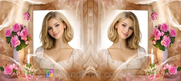 Кружка с фото чайная роза и свеча тёплый уютный подарок заказать