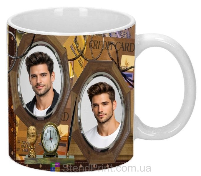 Кружка з фото в колажі з рамками та символами успіху — персональний подарунок, замовити