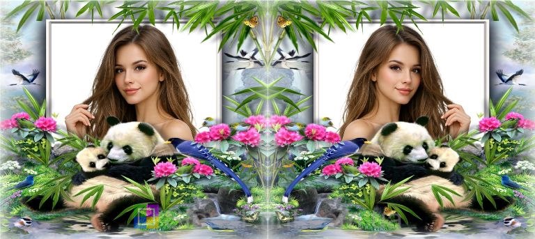 Чашка з фото панди природа квіти листя замовити