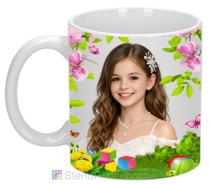 Чашка з фото для дівчинки квіткова кружка подарунок замовити