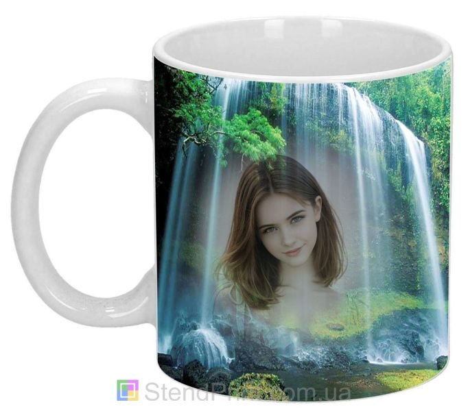 Кружка з фото водоспад і природа фотоефект замовити