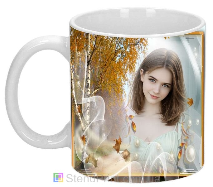 Кружка з фото березовий ліс осінь замовити