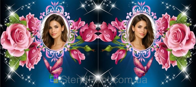 Кружка с фото для девушки с розами и бабочкой заказать подарок