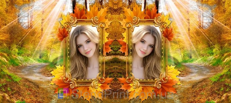 Чашка с фото осенний подарок маме с кленовыми листьями