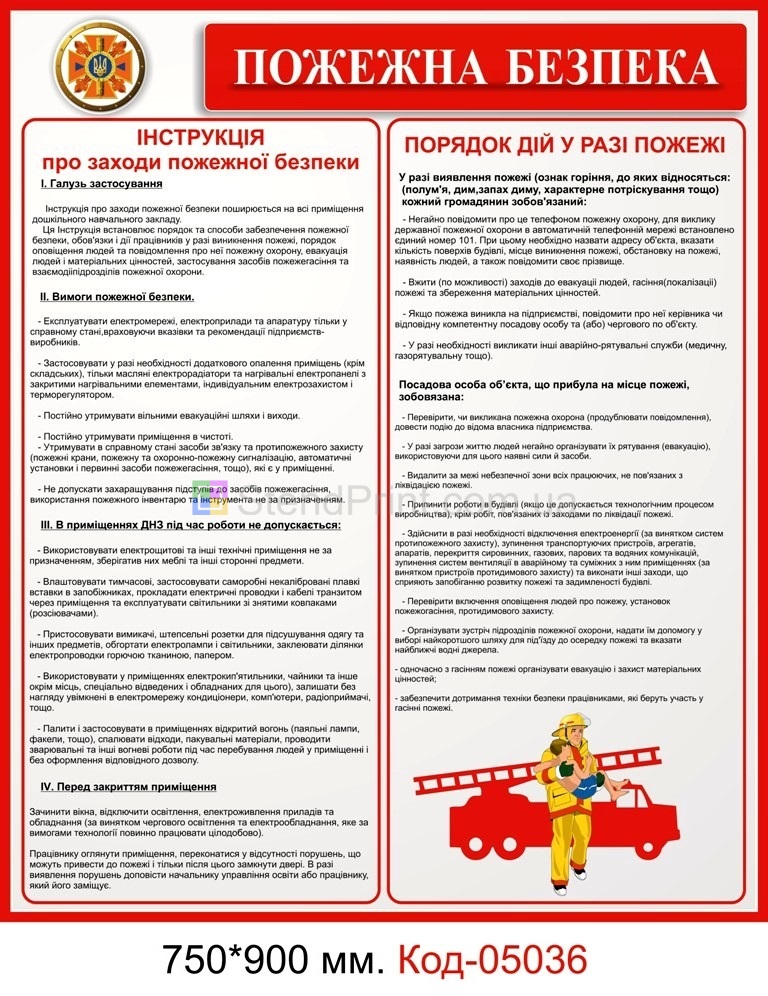 Плакати з пожежної безпеки купити