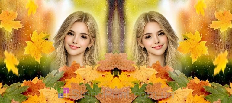 Кружка с фото осенний подарок маме с кленовыми листьями