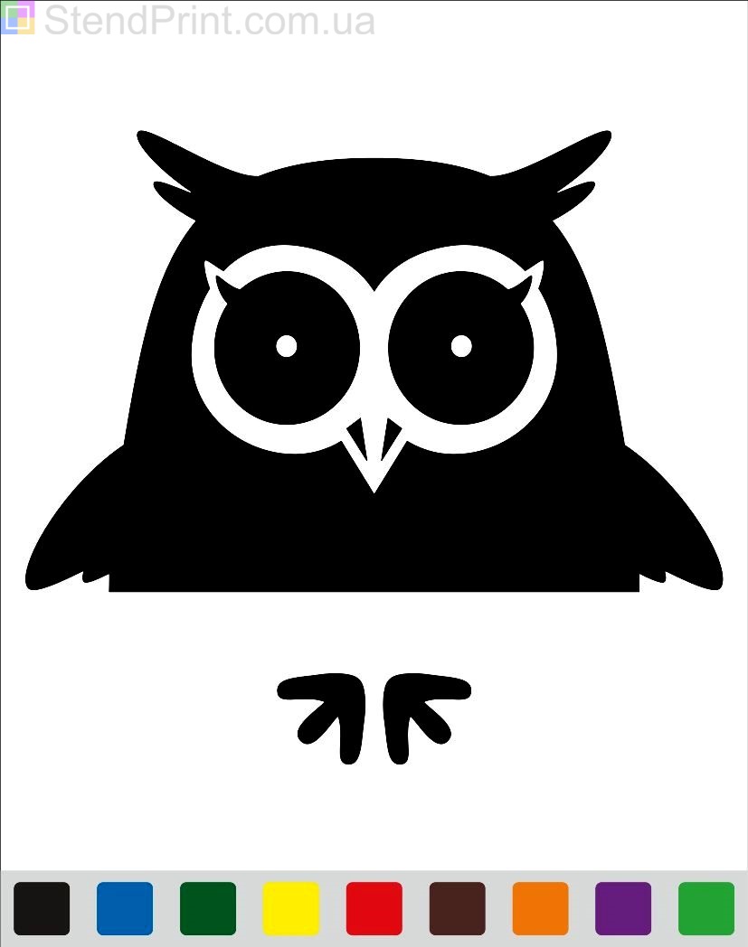 Наклейка вінілова на розетку (Сова Урсель) Код-25056