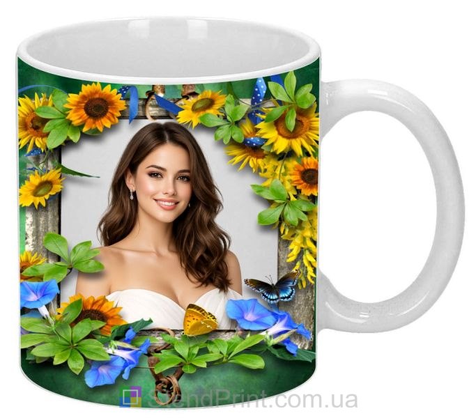 Кружка з фото для дівчини з квітами — подарунок, замовити онлайн