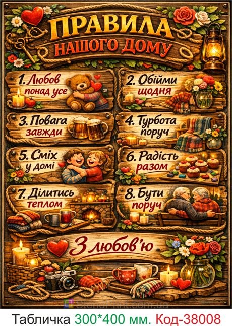 Купить табличку "Правила нашего дома" декор