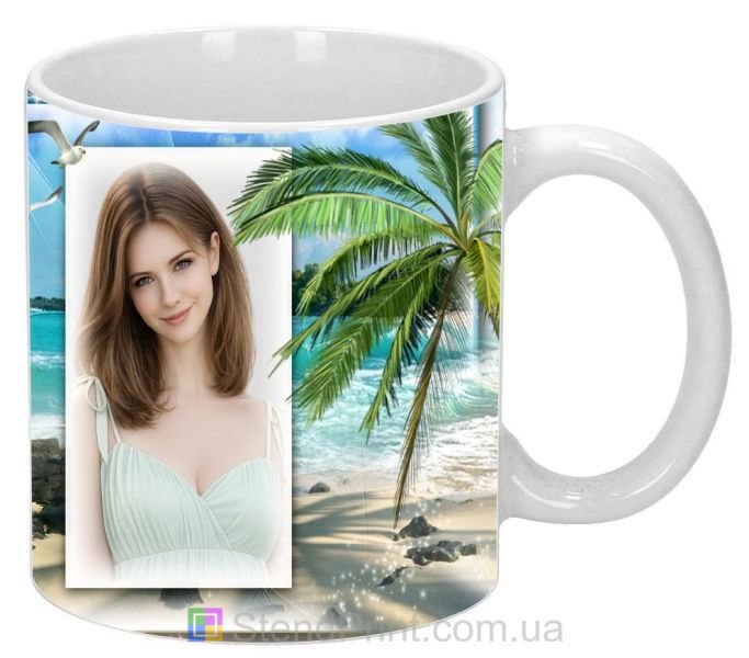 Кружка з фото лазурове узбережжя, пальма — замовити
