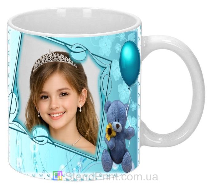 Чашка с фото для девочки подарок дочке с мишкой заказать