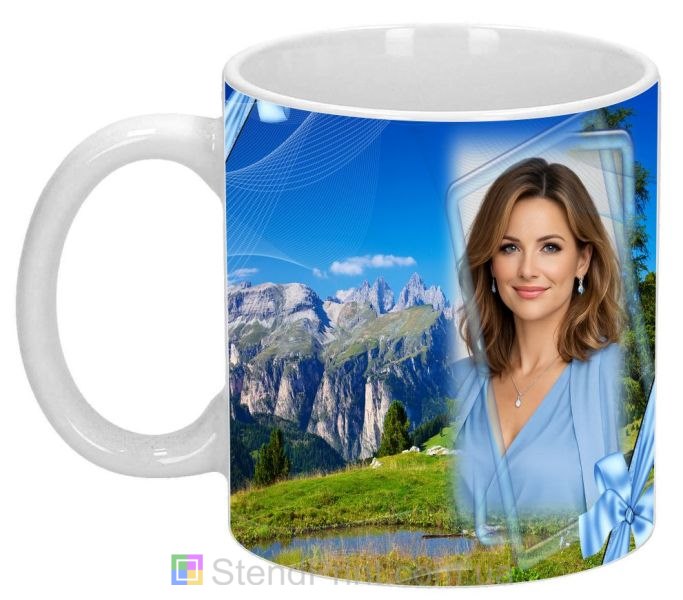 Кружка з фото гірської долини та гір, природний пейзаж — замовити