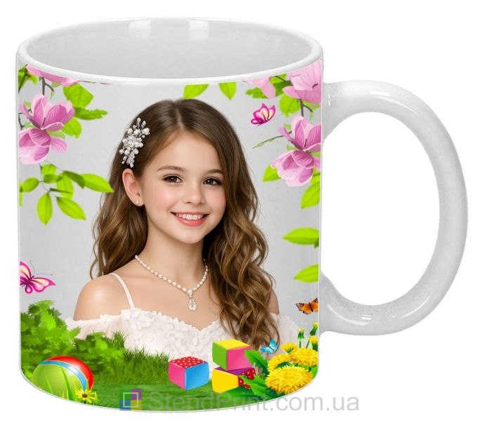 Чашка з фото для дівчинки квіткова кружка подарунок замовити