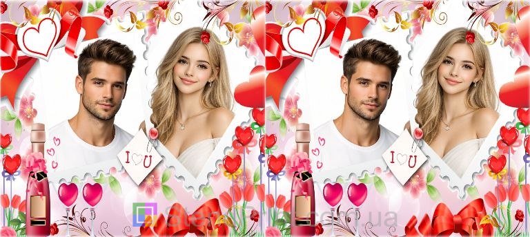 Кружка для пары с фото I Love You романтичный подарок