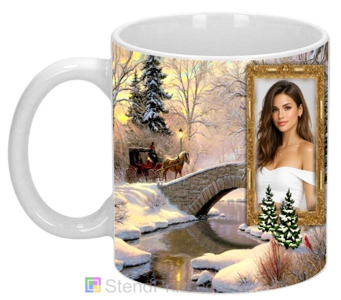 Чашка з фото зимовий подарунок для дівчини фоточашка із зимовим пейзажем