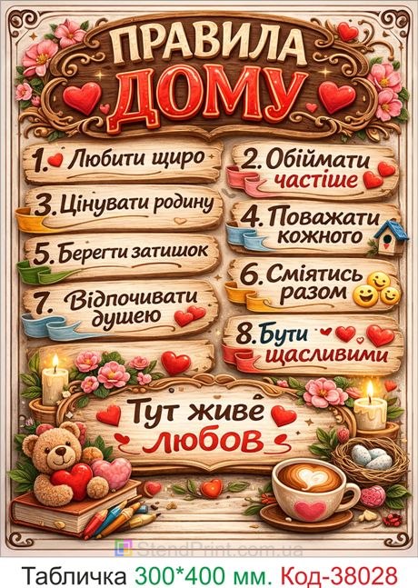 Купить табличку "Правила дома" декор для уюта