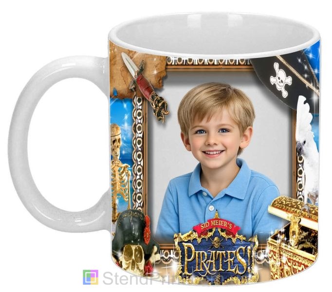 Детская кружка с фото пиратский сундук и карта