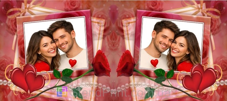 Чашка с фото с сердцами и розой заказать