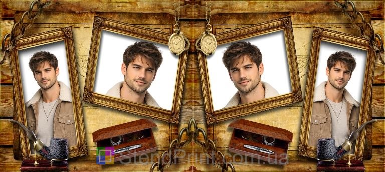 Кружка с фото в винтажном стиле с картой и классическими рамками персональный подарок заказать