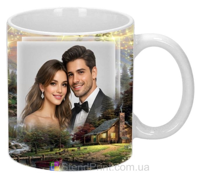 Чашка с фото для пары романтический подарок с пейзажем заказать
