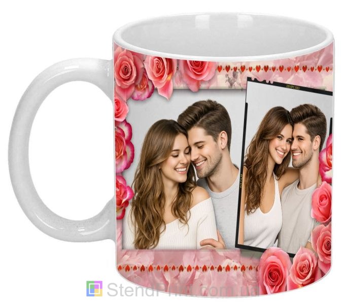 Кружка с фото в романтическом стиле с розами персональный подарок любимым заказать