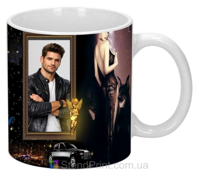 Кружка з фото в нічному стилі з автомобілем і міськими вогнями — персональний подарунок, замовити