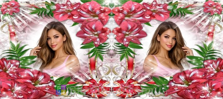 Чашка с фото с багряными лилиями и зелёным декором персональный цветочный дизайн