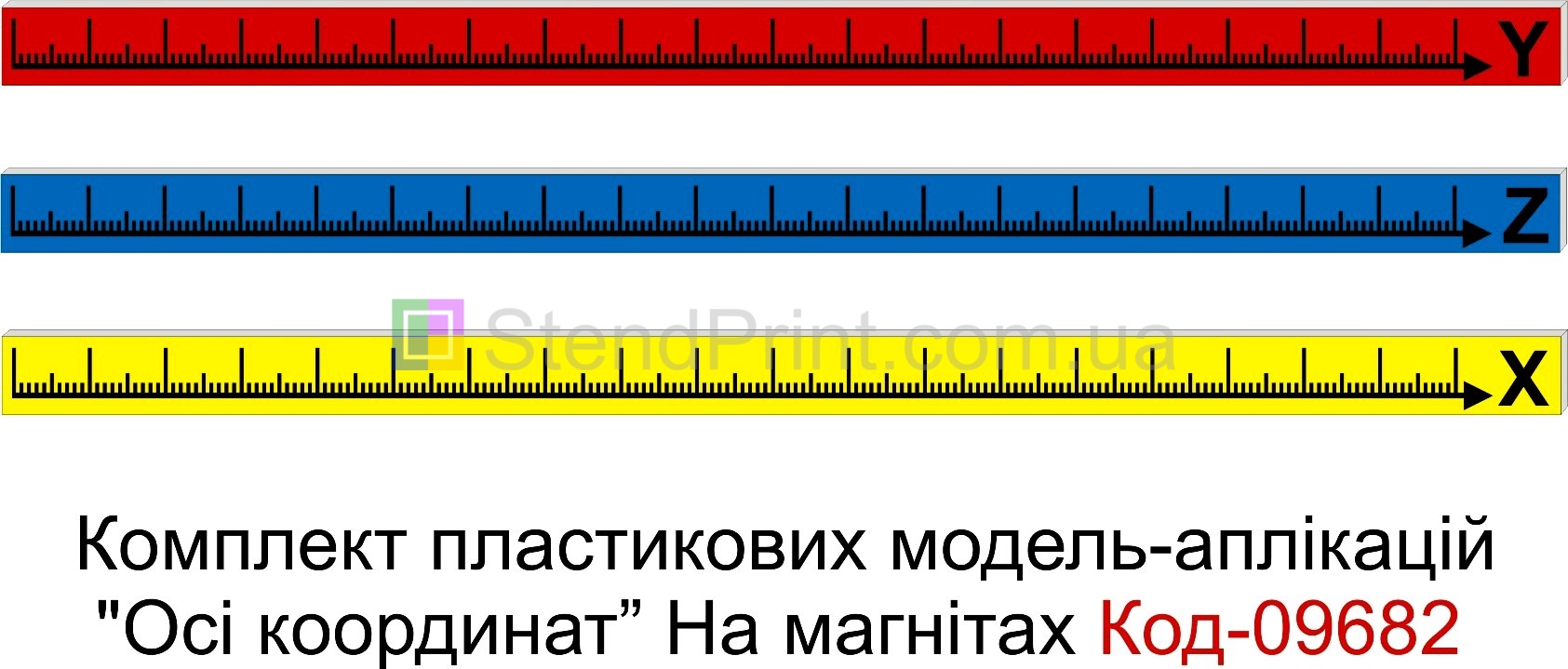 Комплект пластикових модель-аплікацій "Осі координат" На магнітах