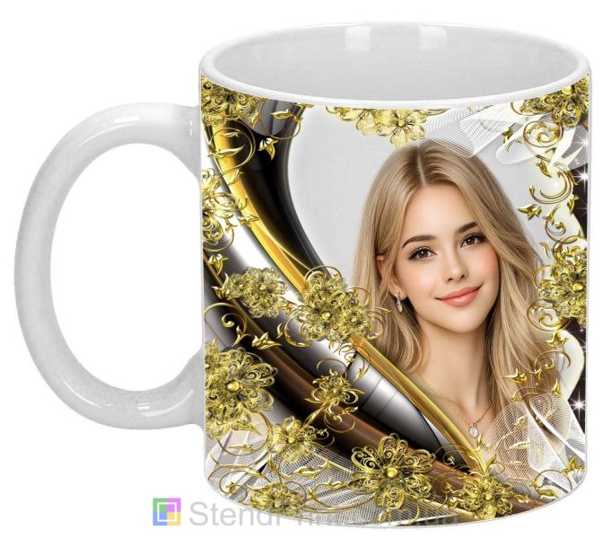 Кружка с фото для девушки стильный подарок с золотым дизайном заказать