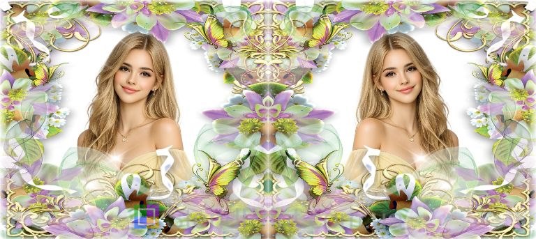 Горнятко з фото весняна рамка квіти метелики замовити